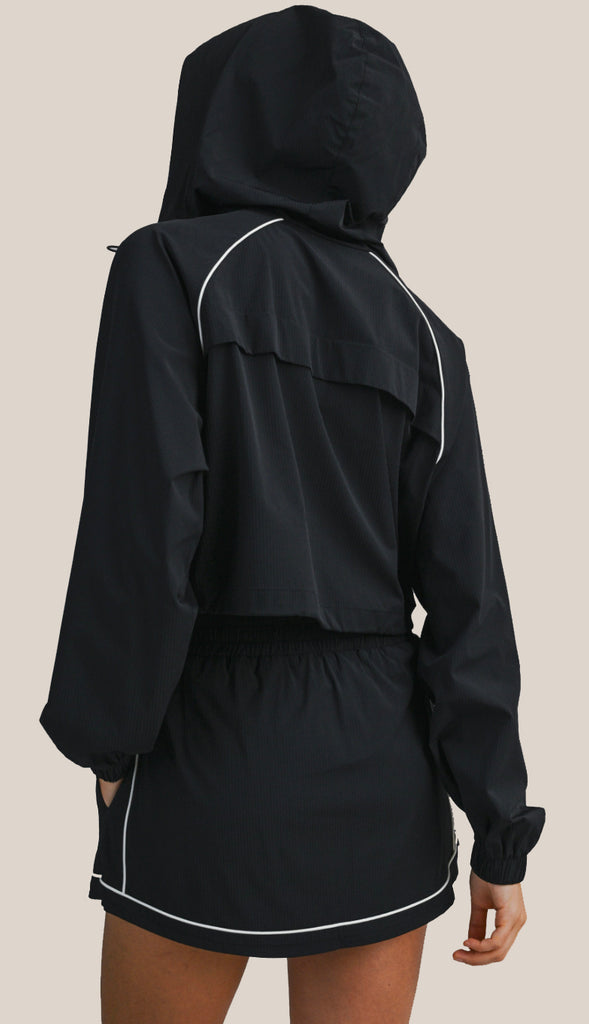 Windbreaker Jacket and Skort Set- Black