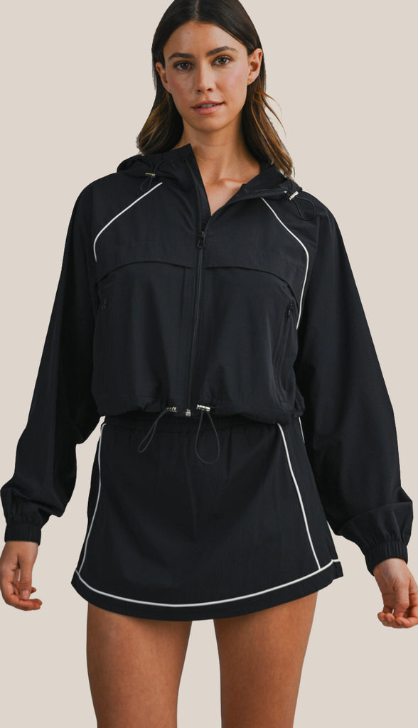 Windbreaker Jacket and Skort Set- Off White