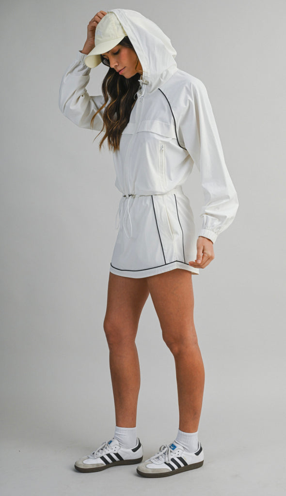Windbreaker Jacket and Skort Set- Off White