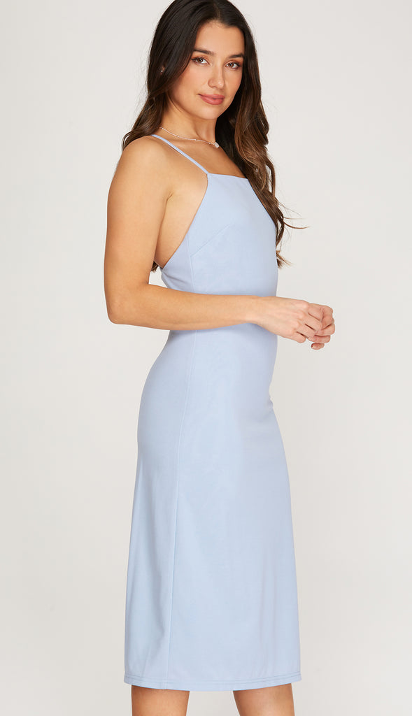 Betsy Open Back Cami Dress- Ice Blue