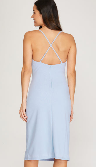 Betsy Open Back Cami Dress- Ice Blue