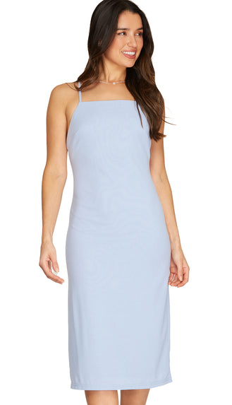 Betsy Open Back Cami Dress- Ice Blue