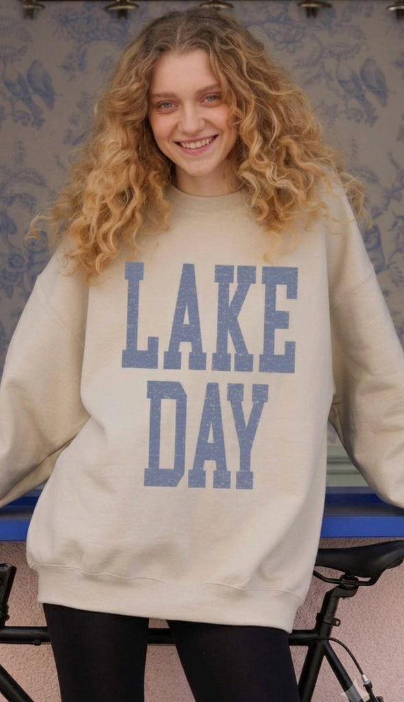 Lake Day Oversized Sweatshirt- Sand