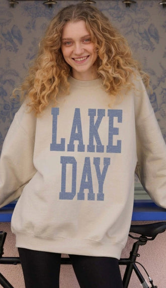 Lake Day Oversized Sweatshirt- Sand