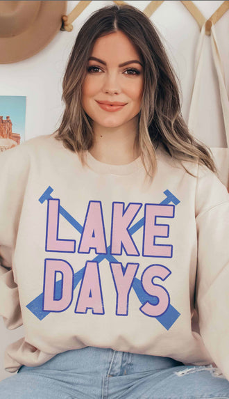 Lake Days Oversized Sweatshirt- Sand
