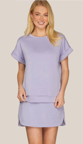 Jayme Drop Shoulder Knit Top- Lilac