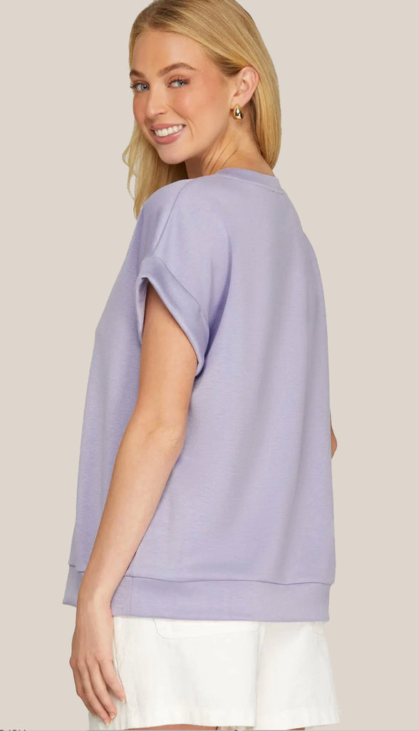 Jayme Drop Shoulder Knit Top- Lilac