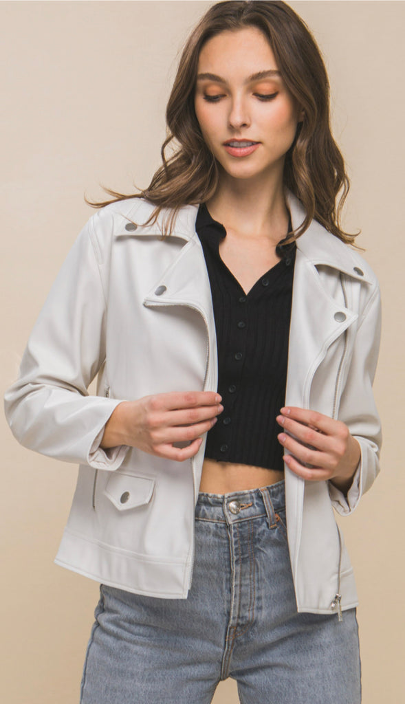 On Edge Leather Moto Jacket- Black