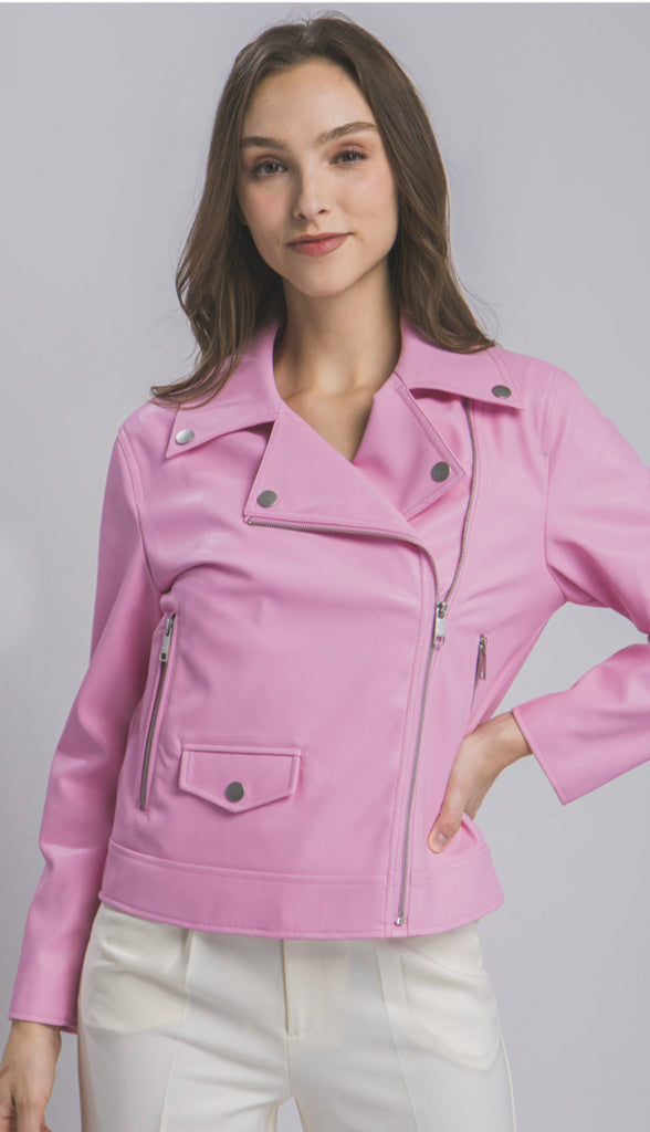 On Edge Leather Moto Jacket- Ivory
