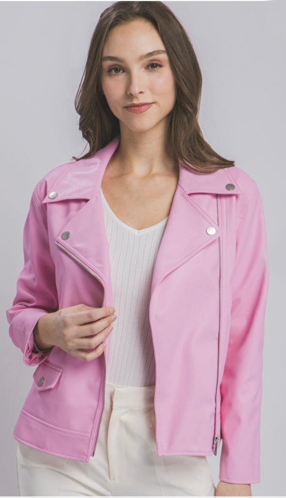 On Edge Leather Moto Jacket- Ivory