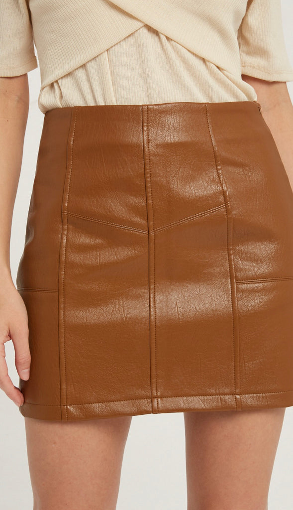 Can't Resist Faux Leather Mini Skirt- Black