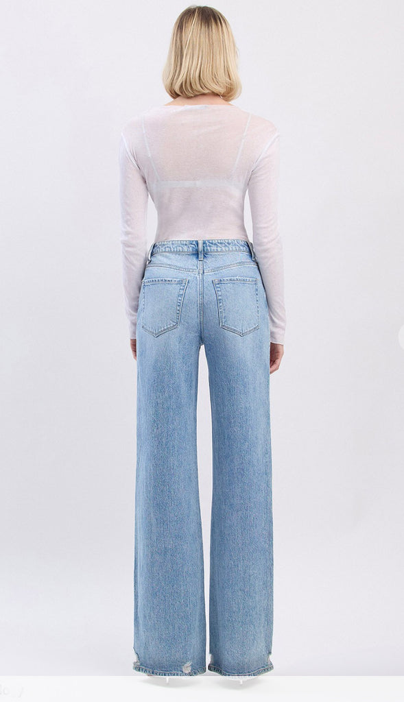 Vervet Kris Super High Rise Baggy Wide Leg Jeans- Light Wash