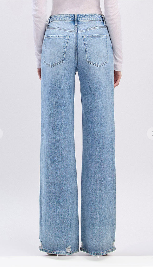 Vervet Kris Super High Rise Baggy Wide Leg Jeans- Light Wash