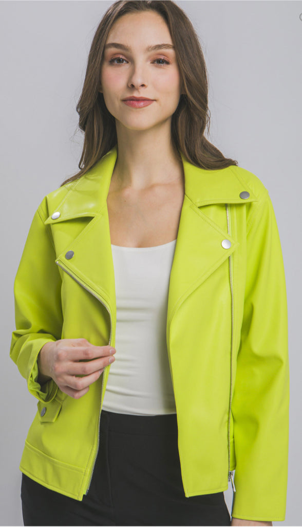 On Edge Leather Moto Jacket- Black