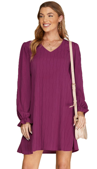 Teagan Textured Dress- Magenta