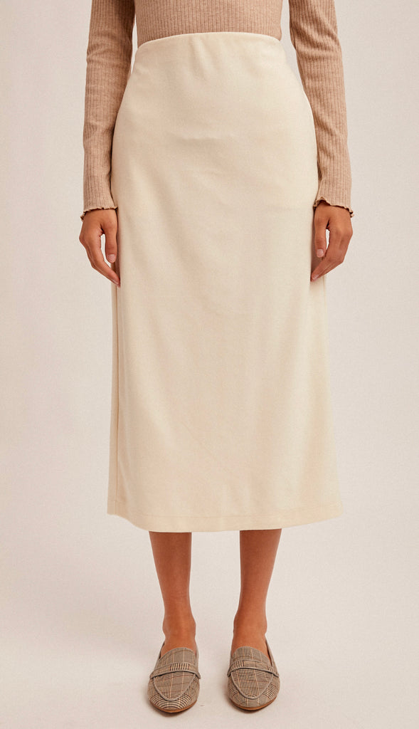 Picture Perfect Brush Textured Midi Skirt- Ivory