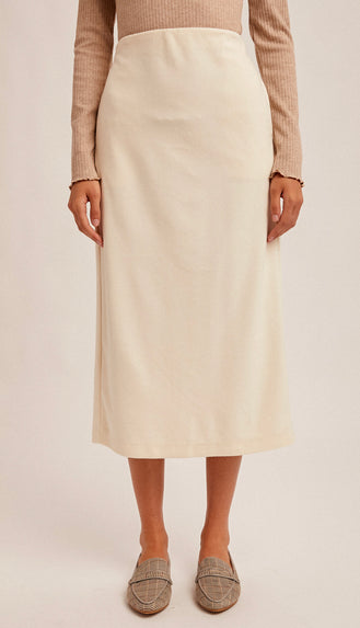 Picture Perfect Brush Textured Midi Skirt- Ivory