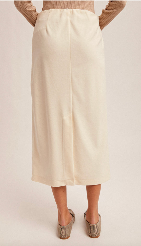 Picture Perfect Brush Textured Midi Skirt- Ivory