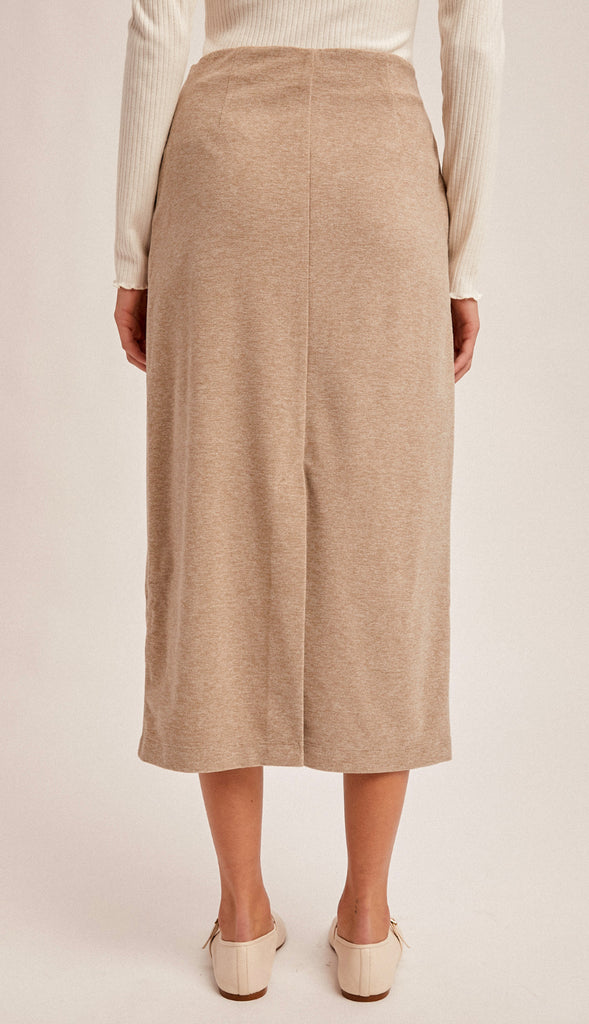 Picture Perfect Brush Textured Midi Skirt- Taupe