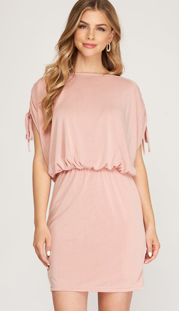 Ultra Soft Drop Shoulder Dress- Misty Pink