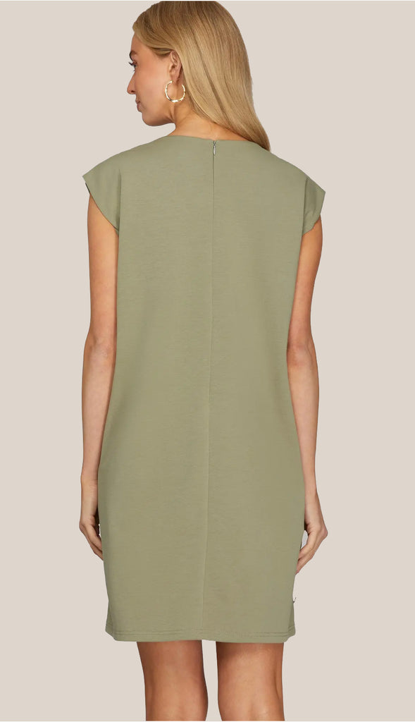 Livvy Side Buttoned Dress With Pockets- Lt. Olive
