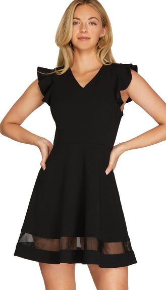 Take It From Me Organza Hem Dress- Black