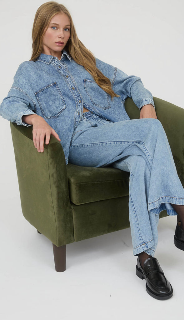 Dutton Washed Chambray Button Down Shirt- Chambray