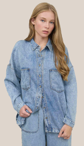 Dutton Washed Chambray Button Down Shirt- Chambray