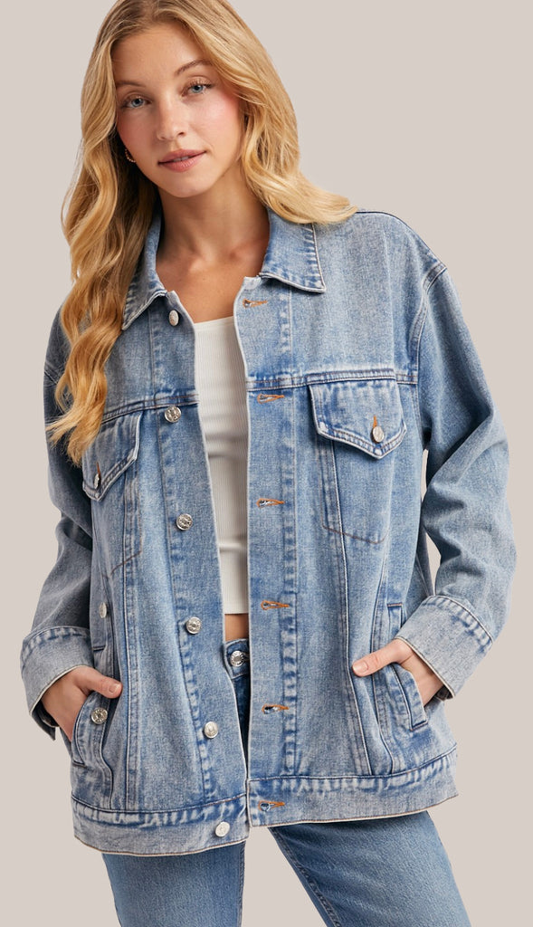 Reworked Wayne Oversized Denim Jacket- Blue Wash