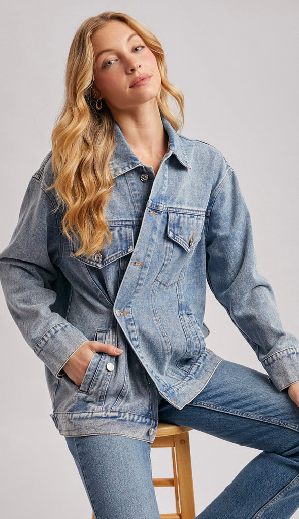 Reworked Wayne Oversized Denim Jacket- Blue Wash