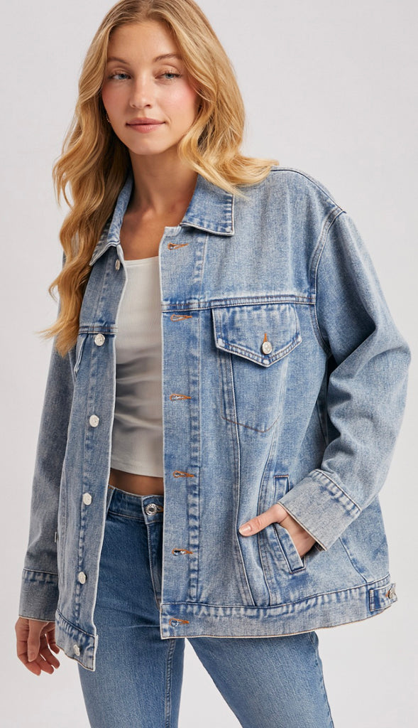 Reworked Wayne Oversized Denim Jacket- Blue Wash