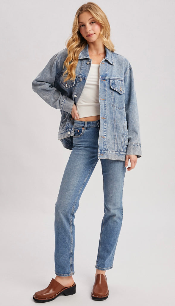 Reworked Wayne Oversized Denim Jacket- Blue Wash