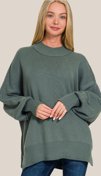 Easy Does It Side Slit Oversized Sweater- Lt Plum