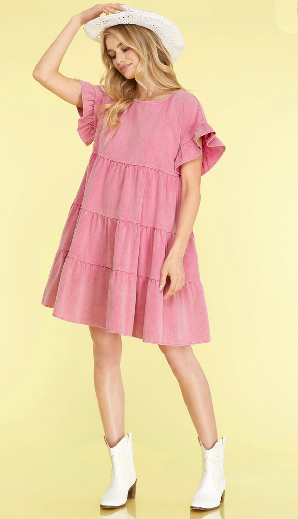 Go With The Flow Tiered Dress- Blue