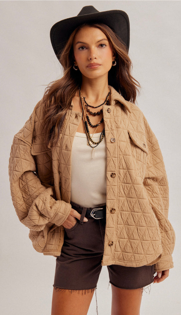Quilted Shacket- Mocha
