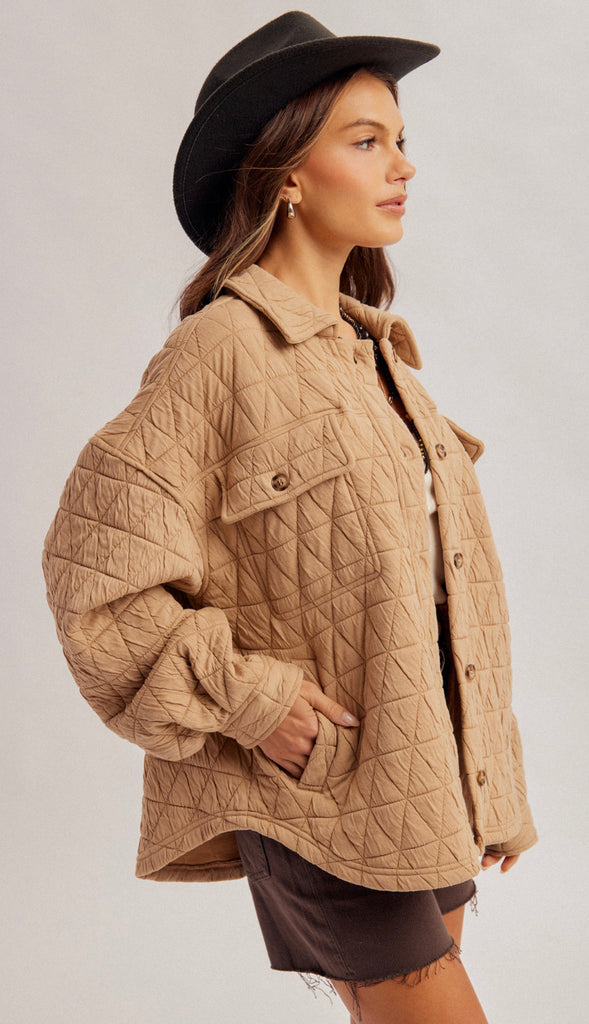 Quilted Shacket- Mocha