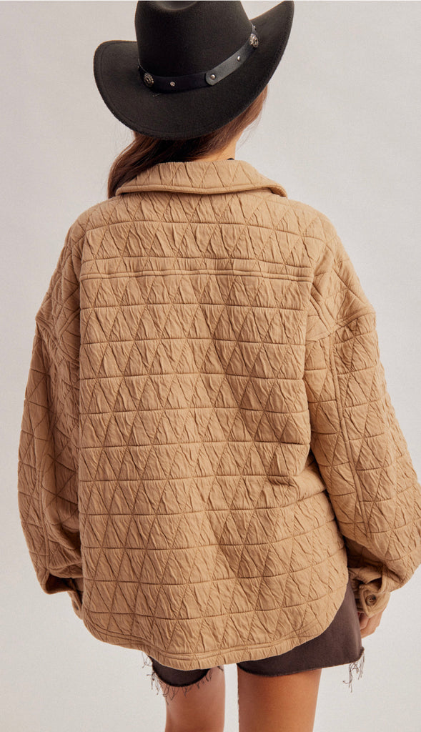 Quilted Shacket- Mocha