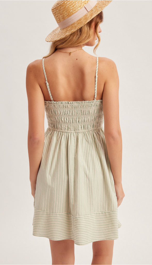 Quincy Square Neck Smocked Dress- Sage