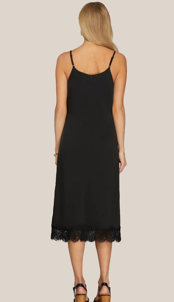 Simple Elegance Cowl Midi Dress With Lace- Lt. Mocha