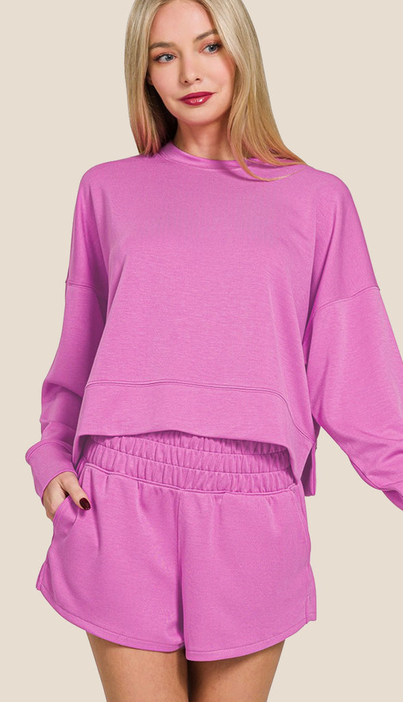 Scuba Sweatshirt And Shorts Set- Forest