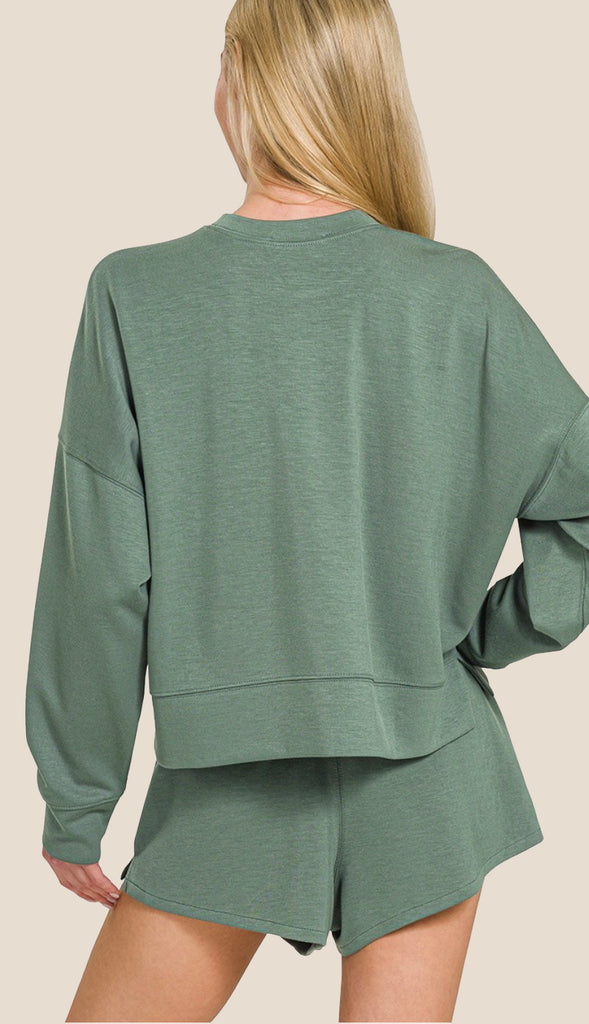 Scuba Sweatshirt And Shorts Set- Rose