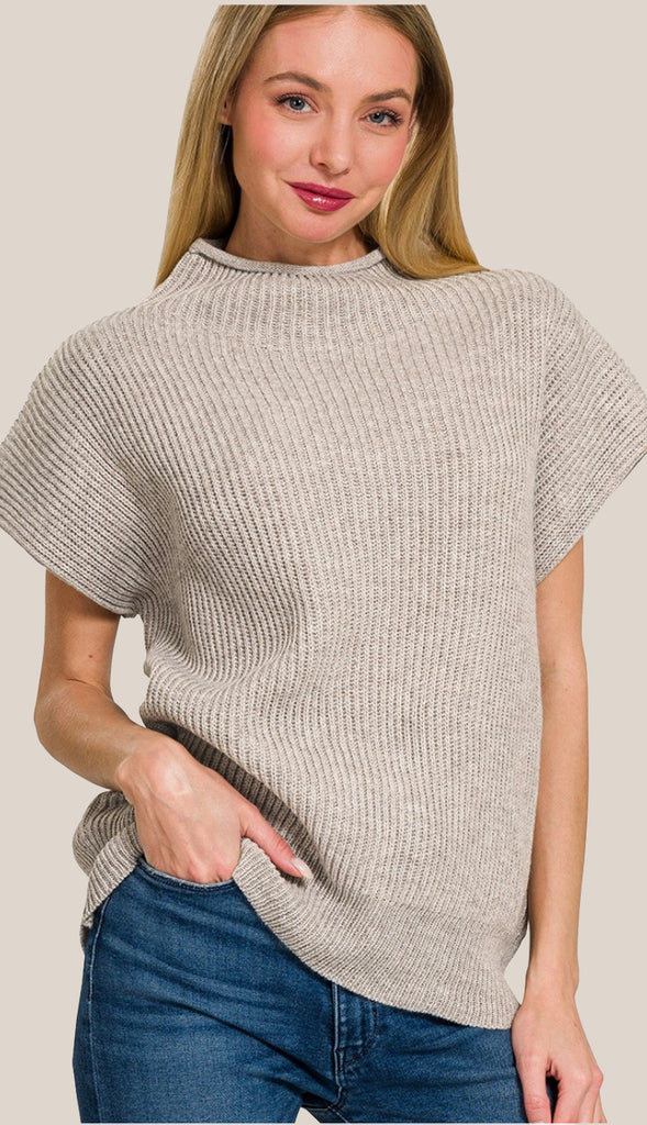 Sophia Mock Neck Sweater- Eggplant