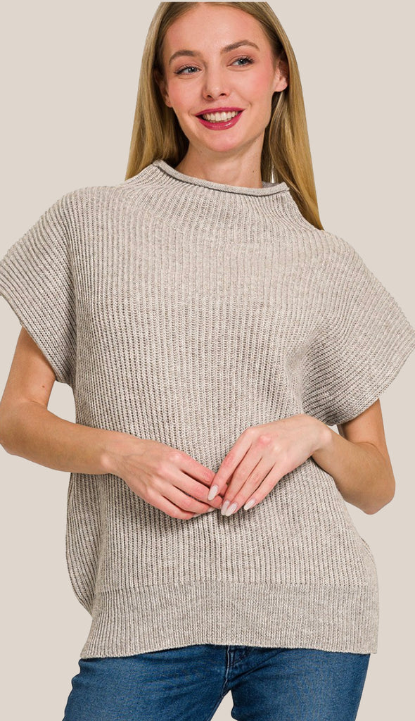 Sophia Mock Neck Sweater- Eggplant