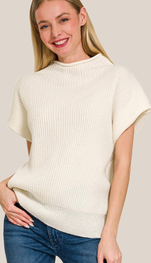 Sophia Mock Neck Sweater- Eggplant
