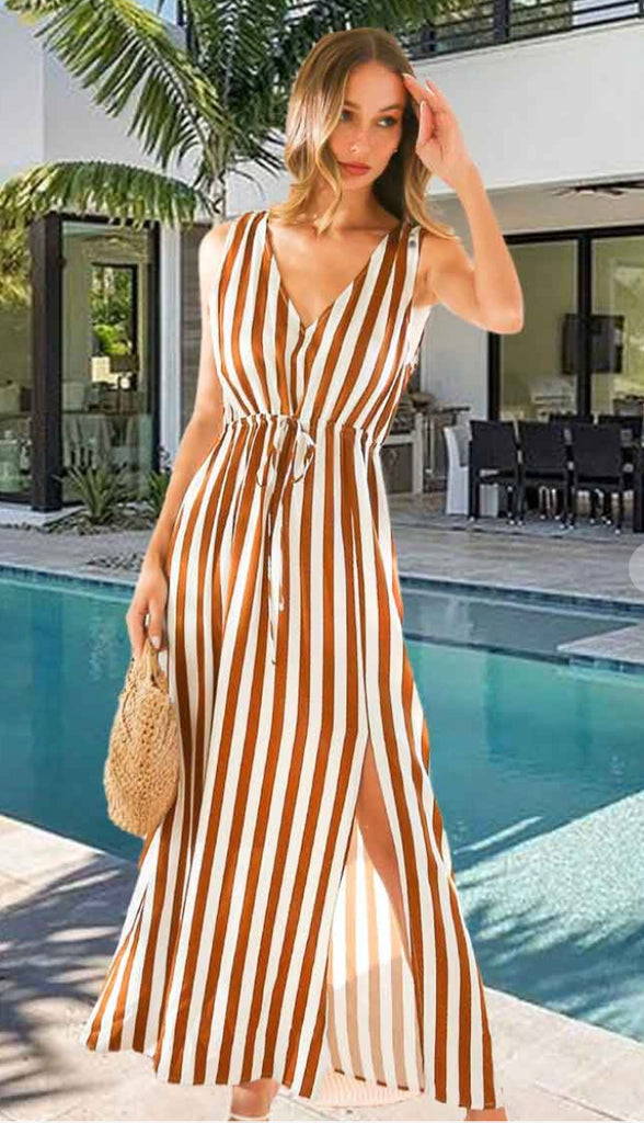Social Stripe Maxi Dress- Black