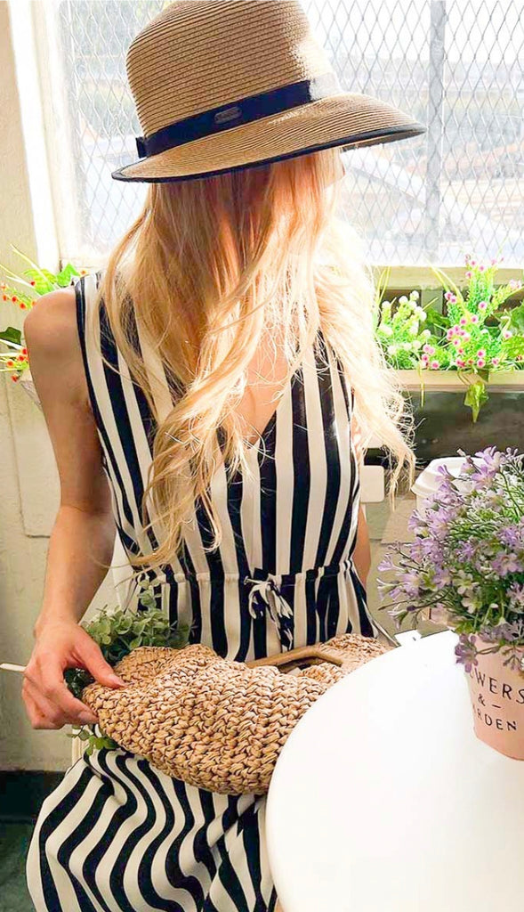 Social Stripe Maxi Dress- Black