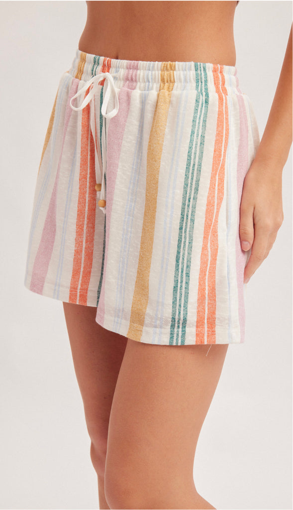 Days Of Summer Elastic Waist Knit Shorts- Multi