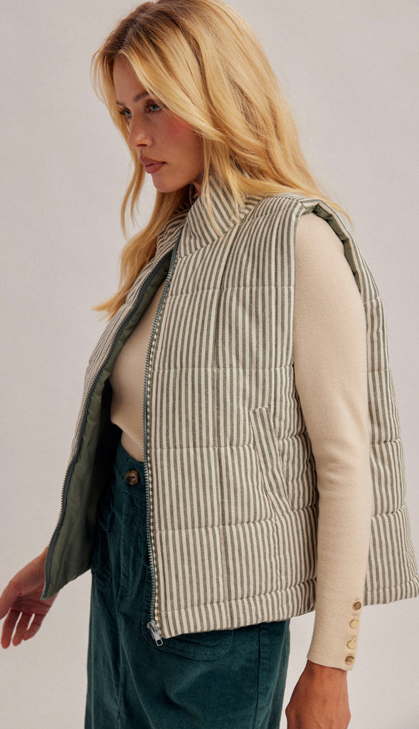 Matcha Striped Vest- Green