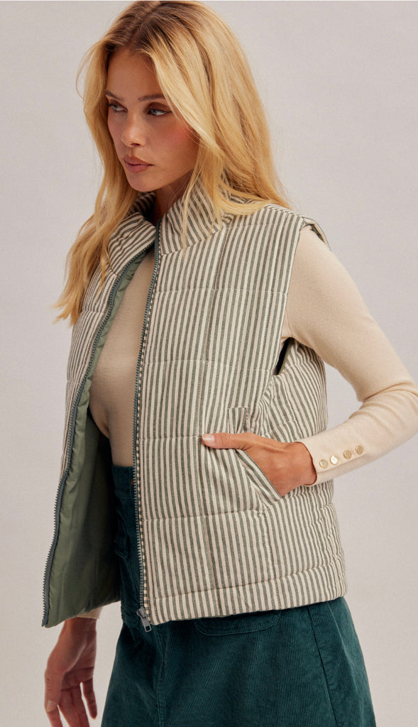 Matcha Striped Vest- Green