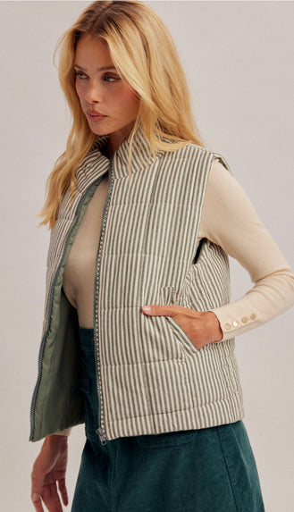 Matcha Striped Vest- Green